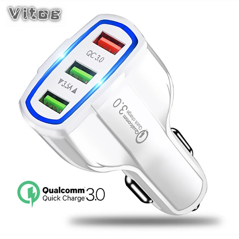 plugs 3.5A быстрое зарядное устройство 3,0 зарядное устройство для автомобиля для мобильного телефона быстрое зарядное устройство адаптер для iphone huawei samsung 3 порта USB зарядное устройство - Тип штекера: plugs