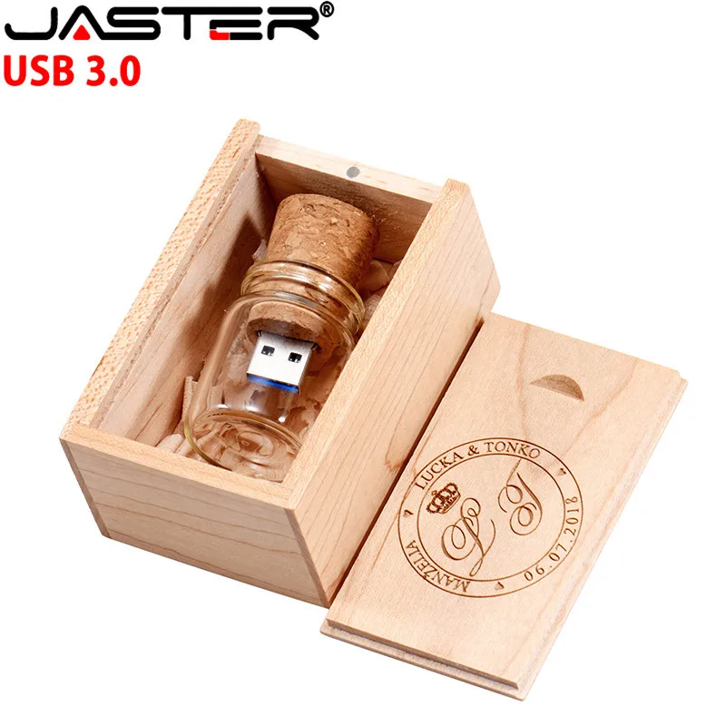JASTER Лидер продаж USB 3 0 стеклянная бутылка для дрифта пробка 4 ГБ 8 16 32 64 держатель