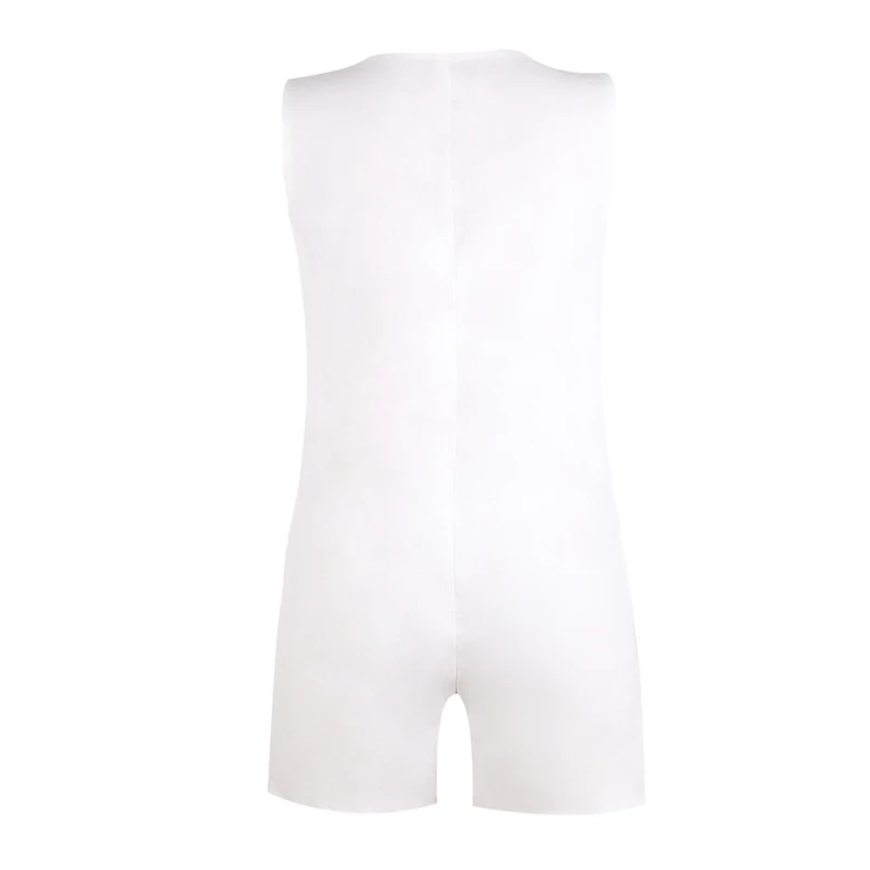 Женский Повседневный хлопковый льняной короткий комбинезон без рукавов с v