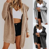 2021 autumnwinter cardigan one button gray lapel street loose solid color thick needle womens sweater