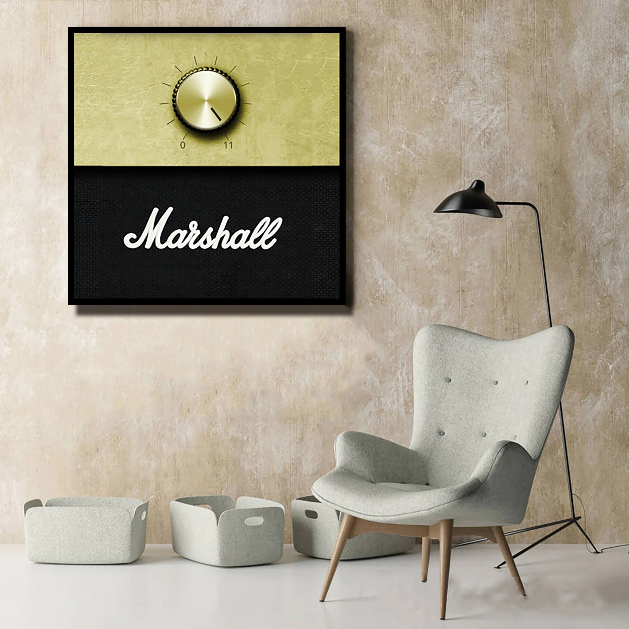 Усилитель Marshall Ручка громкости музыкальный постер холст печать настенные