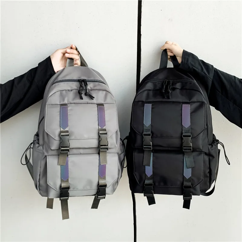 

Fashion Waterproof Backpack Travel Nylon School Bags Teenagers Girls Reflective Strip Female Shoulder Bag Mochila Book Bag
