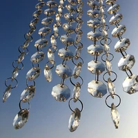 5m 100m 14mm octagon beads with metal chandelier lighting hooks crystal chain garland for transparent crystal beads curtain
