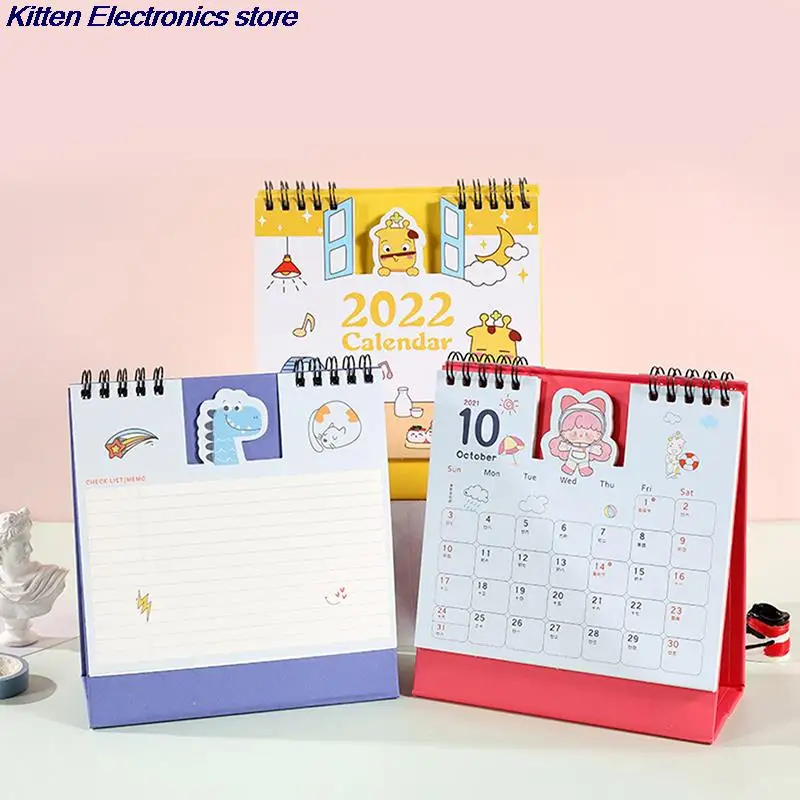 

2022 Cute Large Desktop Calendar Book Cartoon Desktop Creative Notepad Girls Heart Calender Kawaii Desk Calendar Plan Notebook