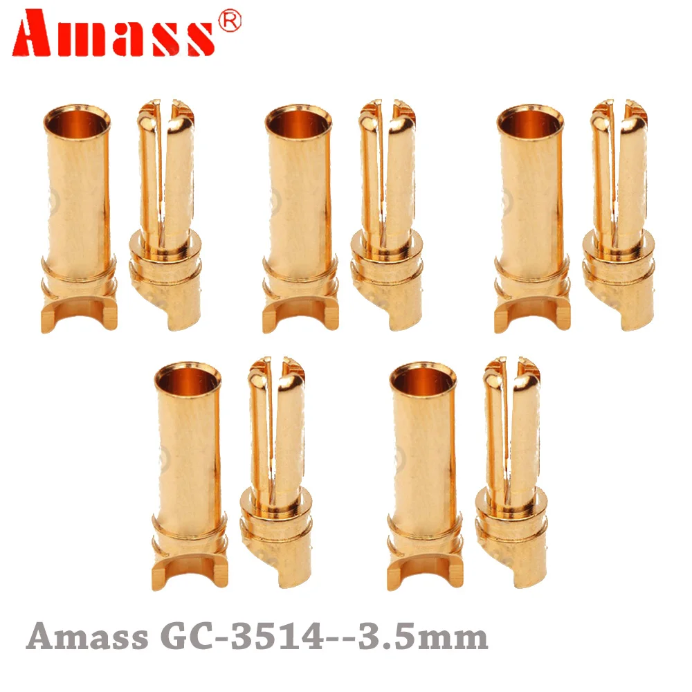 Amass GC 3514 3 5 мм Золотая пуля Разъем для RC ESC двигатель Lipo батарея Rc автомобиль