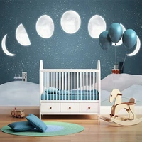modern nordic hand painted cartoon moon pattern wallpaper for kids bedroom background wall decoration painting photo mural 3d