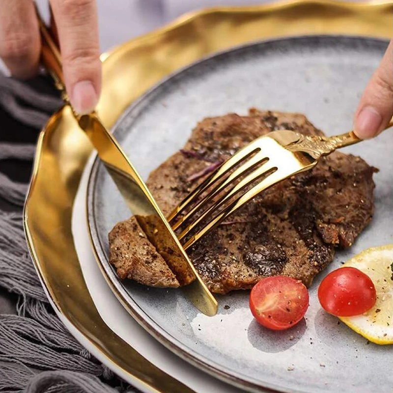 Столовые приборы из нержавеющей стали Западного стандарта 304 набор рельефной