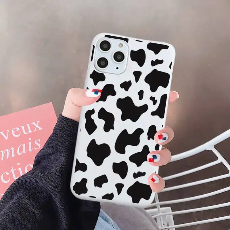 

Animal cow print Phone Case Candy Color for iPhone 6 7 8 11 12 s mini pro X XS XR MAX Plus