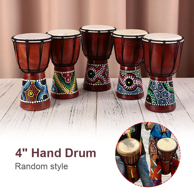 4 дюйма сильный Djembe Африканский барабан ручной работы персикового цвета