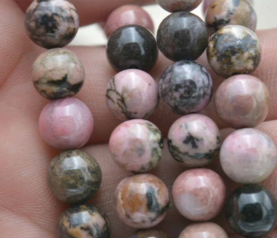 

Wholesale Genuine 10mm Natural Rhodochrosite Stone Beads For Jewelry Making 15"