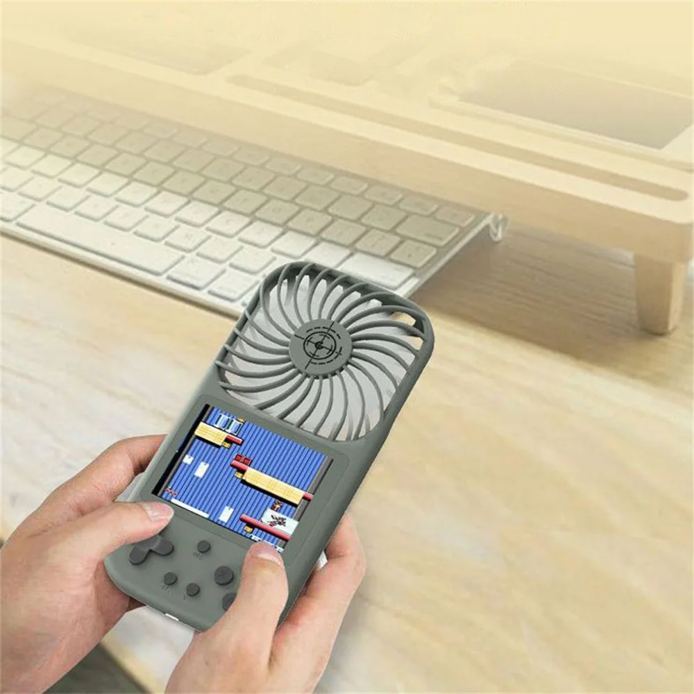 

Handheld 2 in 1 Fan Game Console Large Screen Game Console Mini Handheld Game Console with Cooling Fan Built-In Multiple Games
