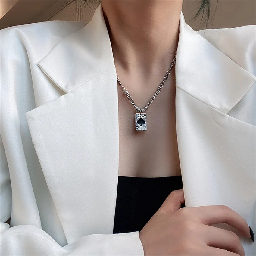 

Модное ожерелье Ace of Spades женское ключичное ожерелье, чокер из нержавеющей стали, ожерелье-цепочка для женщин, ювелирные изделия 2022