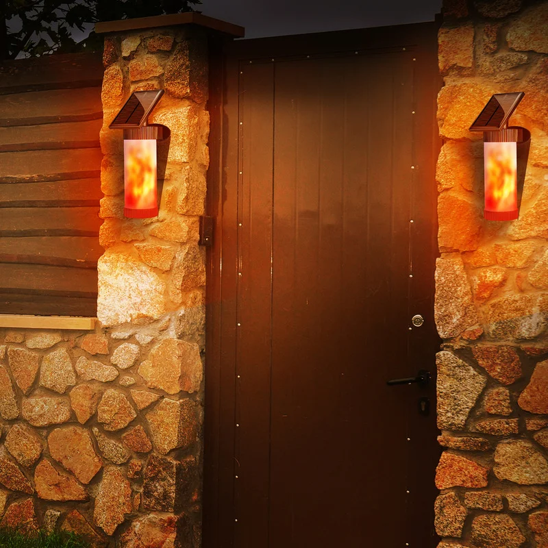 

Creative Solar Simulation Flame Flame Wall Lamp Outdoor Courtyard Garden Landscape Light Human Body Induction Led Street Light