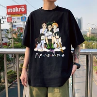 japanese anime the promised neverland hunter x hunter demon slayer friends print t shirt summer short sleeve men women tee shirt