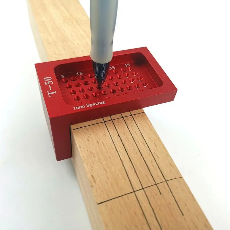 

T50 T-type Hole Positioning Ruler Wood Gauge Woodworking Scriber Aluminum Alloy Scribing Measuring Tools