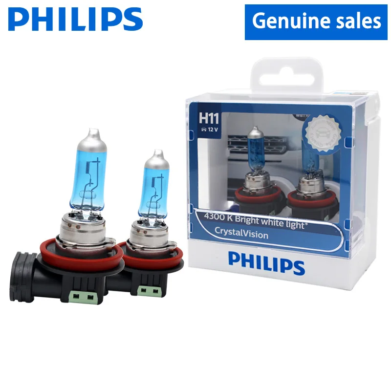 2 шт. Philips H11 12 В 55 Вт яркий белый Галогеновый светильник с кристальным видением 4300