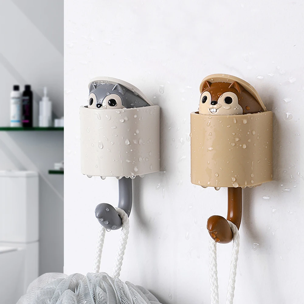 

Hangers Mountable Wall Hook Decor Wall Door Organization Invisible Squirrel Hook for Coat Hat Umbrella Key Adhesive