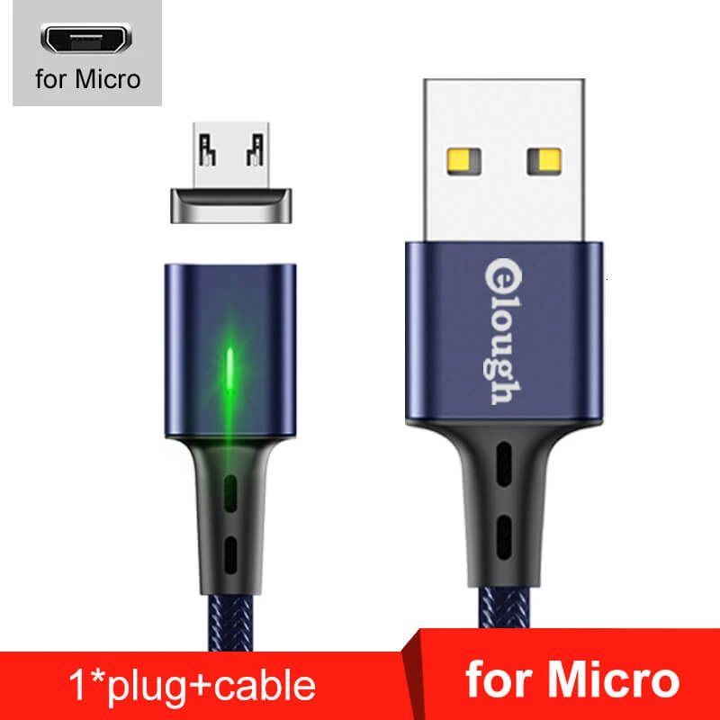 Быстрое магнитное зарядное устройство Elough 3,0 4,0 Micro USB кабель для iPhone samsung Xiaomi Быстрый Магнитный шнур для зарядки телефона type C кабель - Цвет: For Micro Blue
