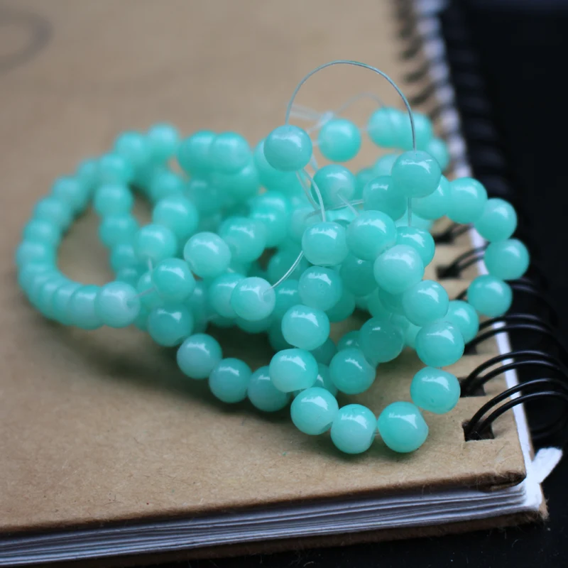 130 шт. 6 мм круглые бусины просто голубого цвета модные для браслетов сережек
