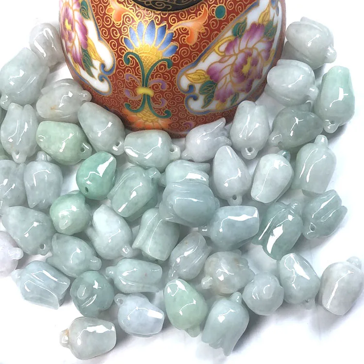Wholesale Chinese Natural Green Jade Jadeite Flower Loose Bead free shipping | Украшения и аксессуары