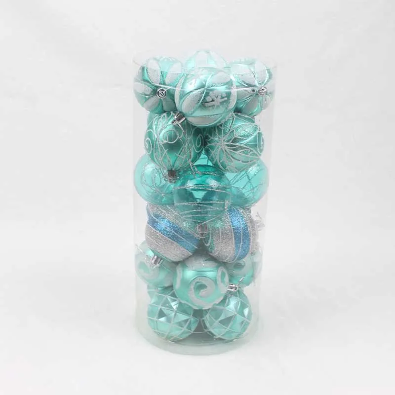 4 1 barrel 24pcs 6cm Painted ball Christmas decoration Painted christmas ball Room living room Christmas tree decor - Цвет: 4