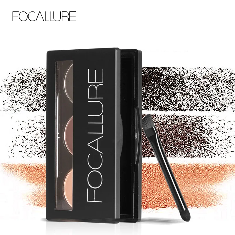 

Focallure Eyebrow Powder 3 Colors Eye brow Palette Waterproof with Mirror and Eyebrow Brush Cosmetic Makeup