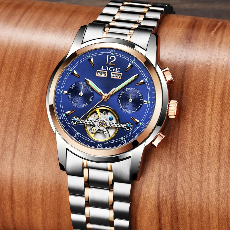 Relojes LIGE Мужские автоматические механические Спортивные часы мужские роскошные