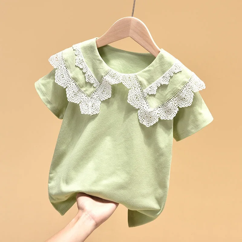 Летняя одежда для девочек футболка с коротким рукавом подростков 4 5 6 7 8 9 10 11 12 лет