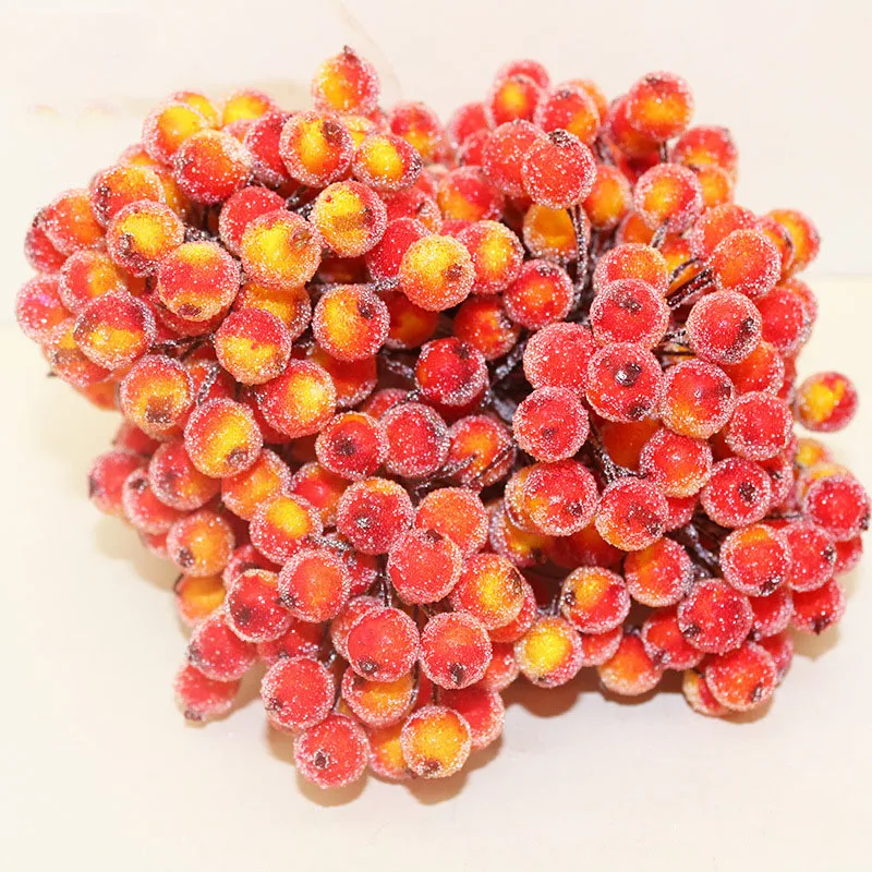 

1cm 400 Heads Artificial Flowers Stamen For Craft Christmas Berries Red Decoration Frosted Artificial Christmas Berries Foam