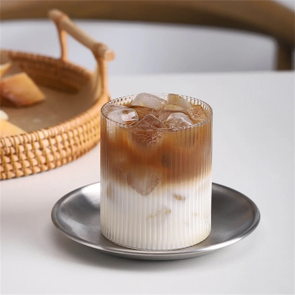 

Heat-resistant Glass Cup Straight Striped Glass Iced Latte Americano Cup Japanese Vertical Glass Water Glass Milk Juice Mug