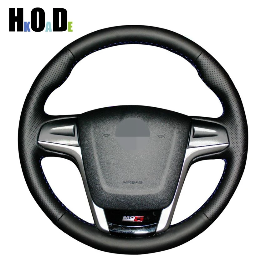 

DIY Black Genuine leather Steering Wheel Cover Hand-stitched Car Steering Wheel Covers for MG5 MG 5 Car accessories