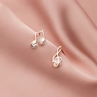 100 real 925 sterling silver dainty zircon music note treble clef stud earrings for women girls music lovers e0071