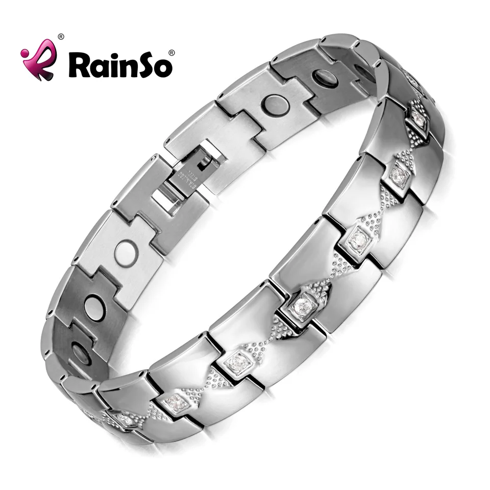 Модные магнитные Исцеляющие мощные циркониевые браслеты Rainso из нержавеющей