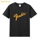 Ретро Fender гитары Логотип Классический комплект из черной кофты с длинным рукавом Новинка летняя мужская футболка с коротким рукавом Мужская Популярные футболки, рубашка, топы Роман унисекс