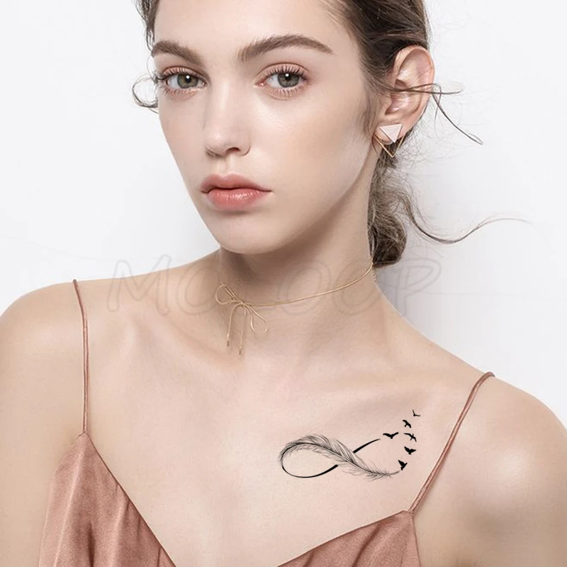 Перо птица 8 красная Роза узор принт в виде одуванчиков Временные татуировки