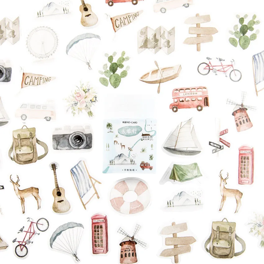 46pcs per pack 46 шт./упак. Go travel этикетка Стикеры украшения Скрапбукинг Стикеры DIY дневник письмо альбом ярлыком - Цвет: 46pcs per pack