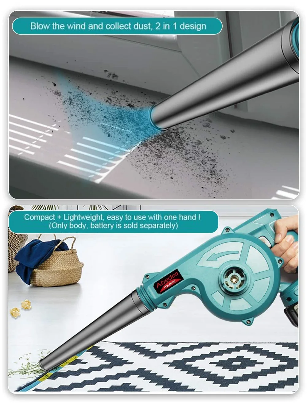 abeden 18v cordless blower vacuum clean air blower for dust blowing dust computer collector hand operat power tool no battery free global shipping