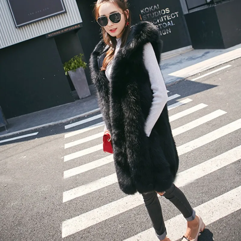 2020 пушистый жилет из искусственного меха зимнее пальто с капюшоном женские парки