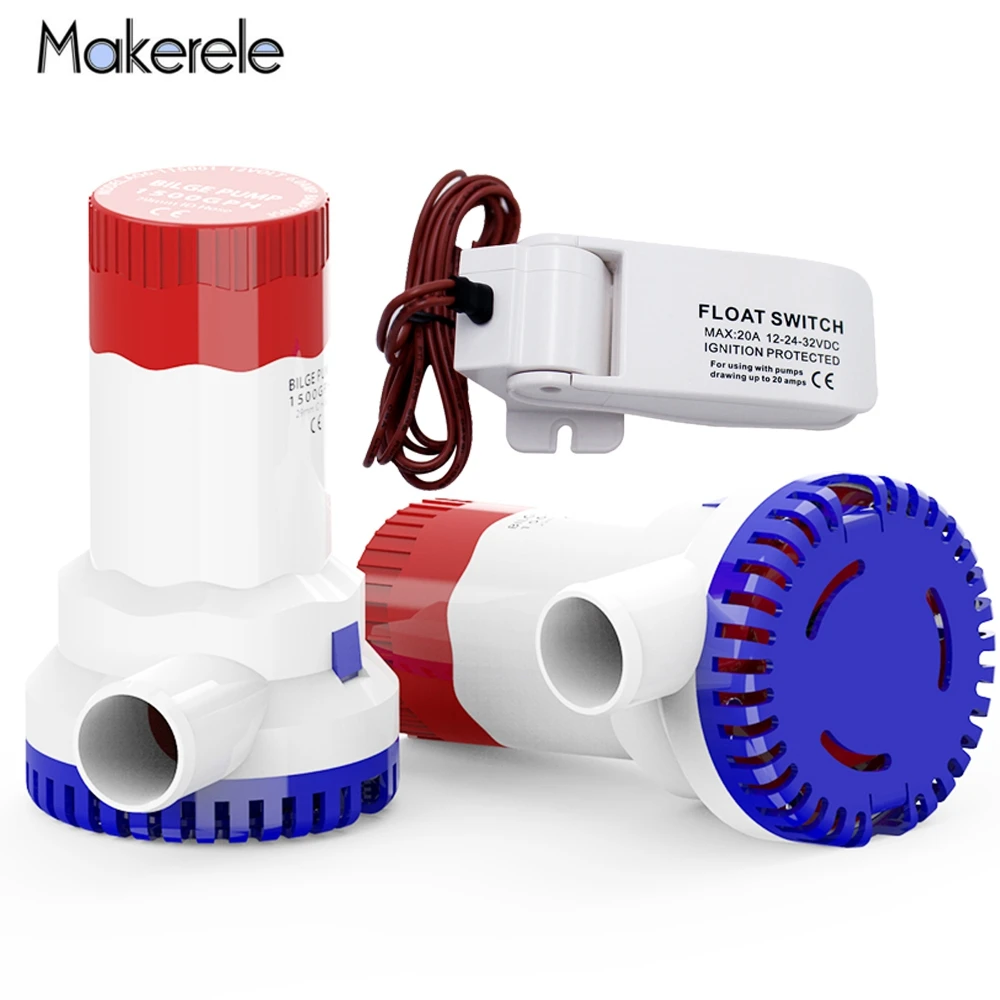 Откачивающий насос Dc 12 В погружной Электрический водяной 1500 Гал/ч для погружных