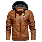 Мужская повседневная мотоциклетная куртка из искусственной кожи, флисовые куртки, мужские зимние осенние плотные теплые винтажные куртки-бомберы с капюшоном и воротником, кожаные куртки