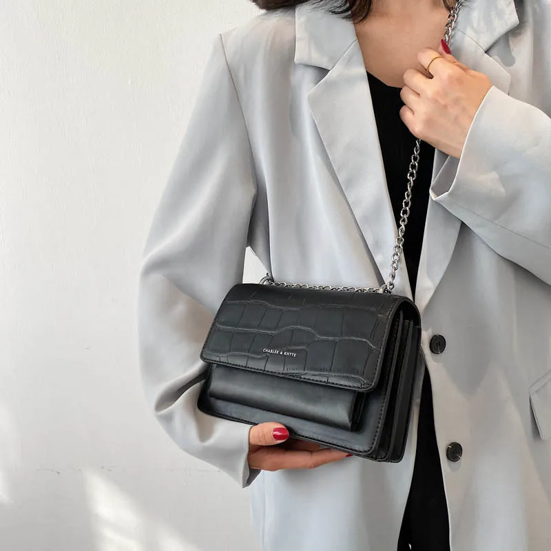 

2021 Spring New Trendy Stone Pattern Chain Bag Fashion Western Style One-shoulder Messenger Bag High-quality Casual Female Bag