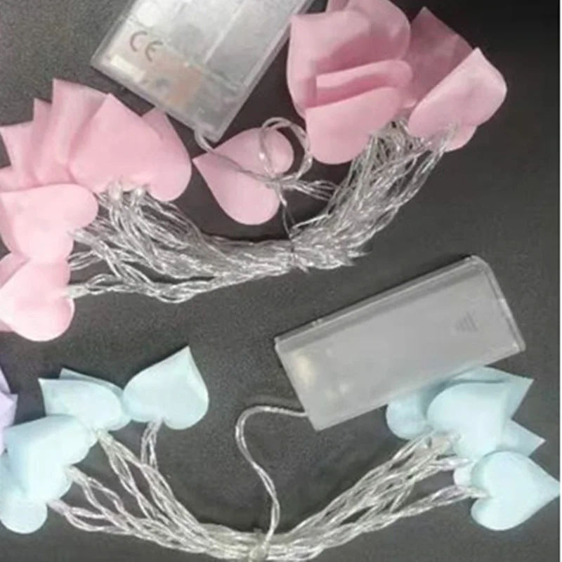 

Pink Love Cotton Led Light String Wedding Decoration Heart Fairy Garland Valentines Day Gifts Christmas Party Decor Baby Shower