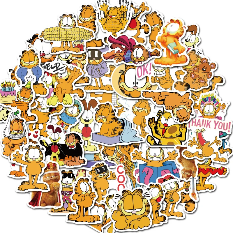 

10/30/50PCS Cute Cartoon Garfield Animal Stickers Personalized Luggage Trend Graffiti Stickers Decorative Toys Wholesale