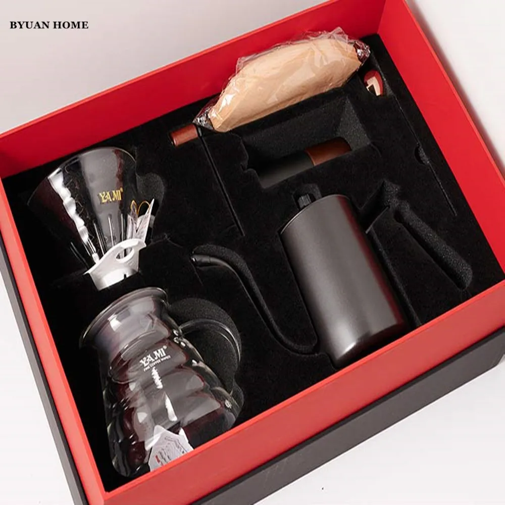 

Simpe coffee grinder& Coffee maker set pour over coffee High quality handle design manual coffee mill