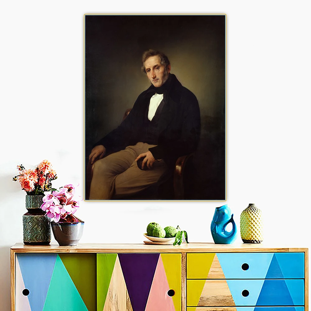 Портрет Алессандро Манцони, холст, масляная живопись, произведение искусства, картина, фон, украшение для дома.