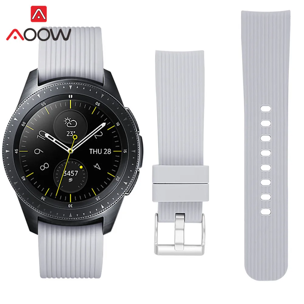 20 мм полосатый силиконовый ремешок для часов для samsung Galaxy Watch Active 42 мм Шестерня S2 розовая Золотая Пряжка замена Браслет ремешок