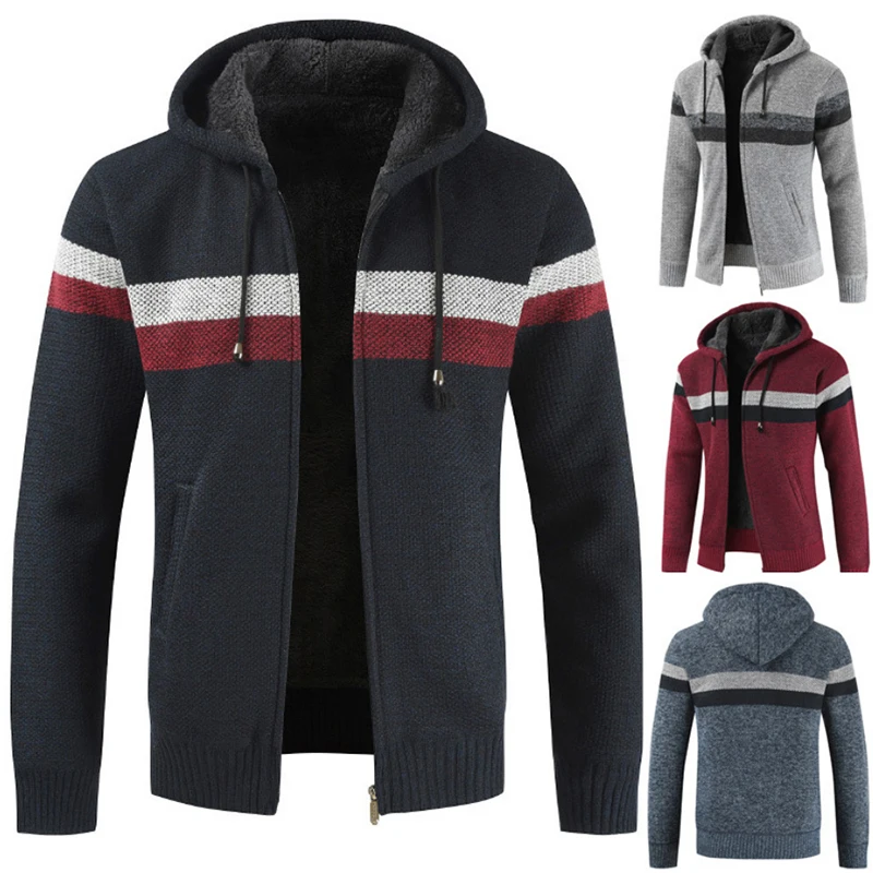 Мужской свитер 2019 Зимний толстый теплый кардиган с капюшоном Джемперы мужские