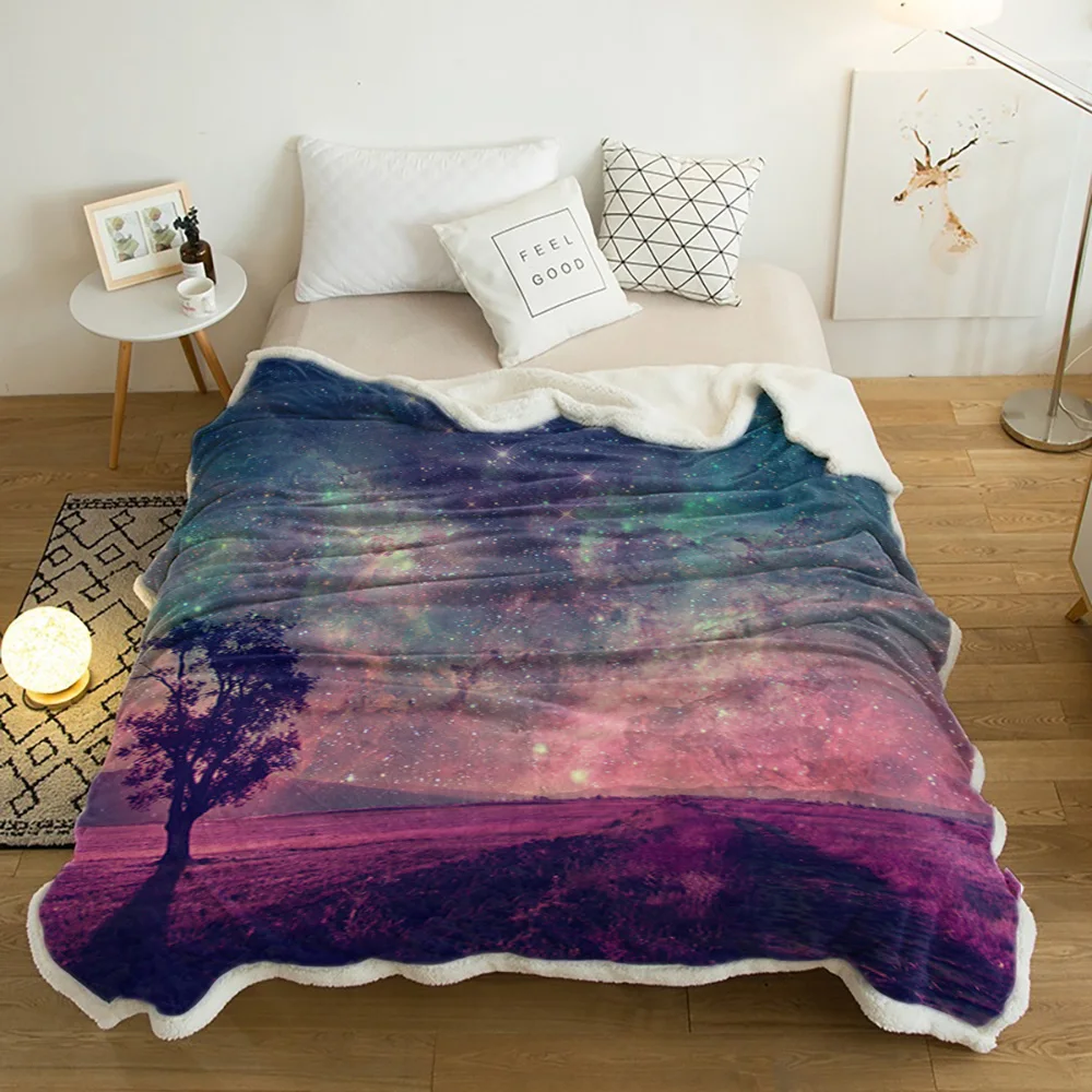 Фантазия Пейзаж Небо деревья покрывало одеяла флис пледы Покрывало
