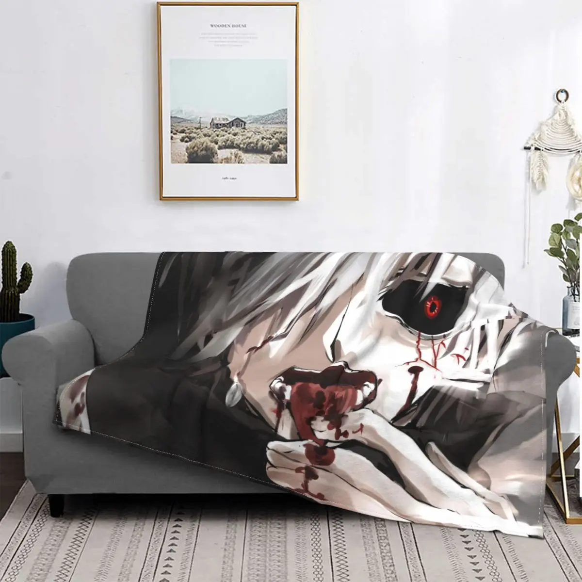 

Tokyo Ghou-Manta de franela con estampado Ken Kaneki, transpirable, Ultra suave, para cama, sofá, colcha