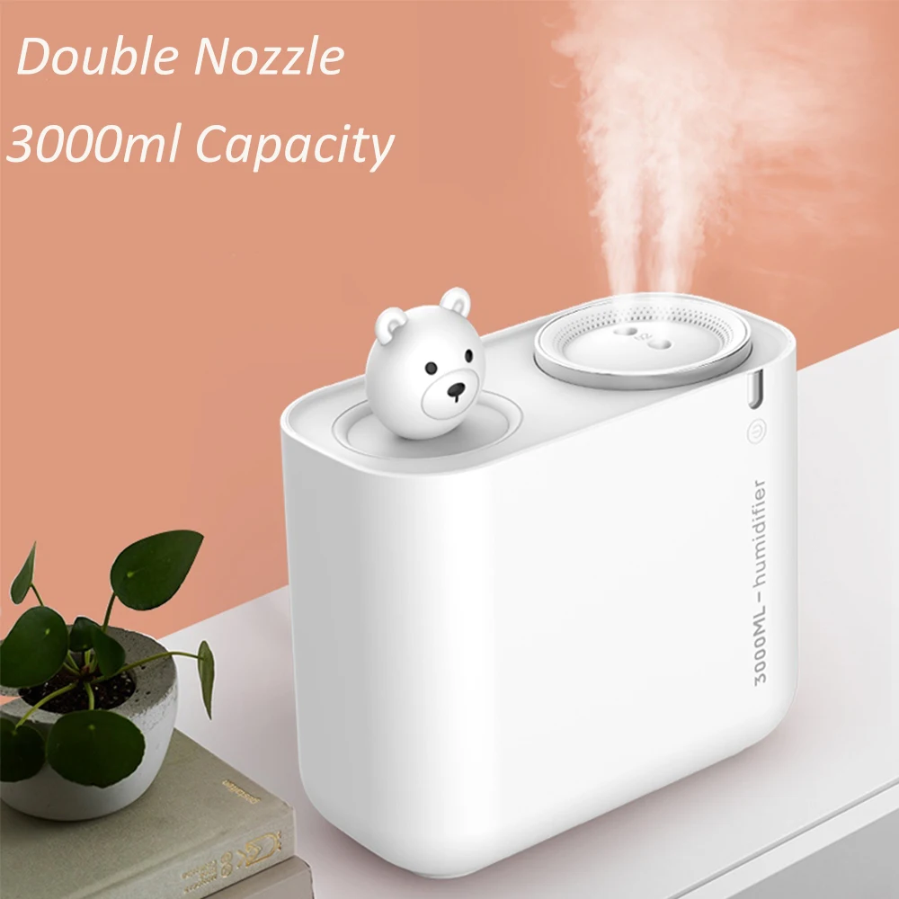 

Double Nozzle Air Humidifier USB Aromatherapy Diffuser 3000ML Cute Bear Ultrasonic Mist Maker Humidificador Diffusor for Home